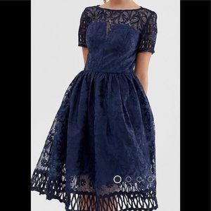 Lace navy dress